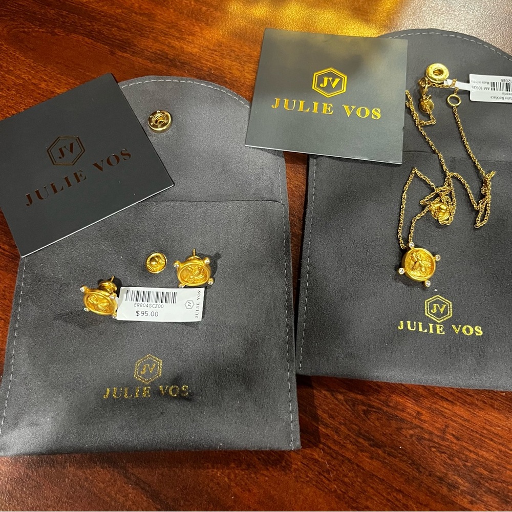 Julie Vos - Bee Cameo Earrings and Necklace